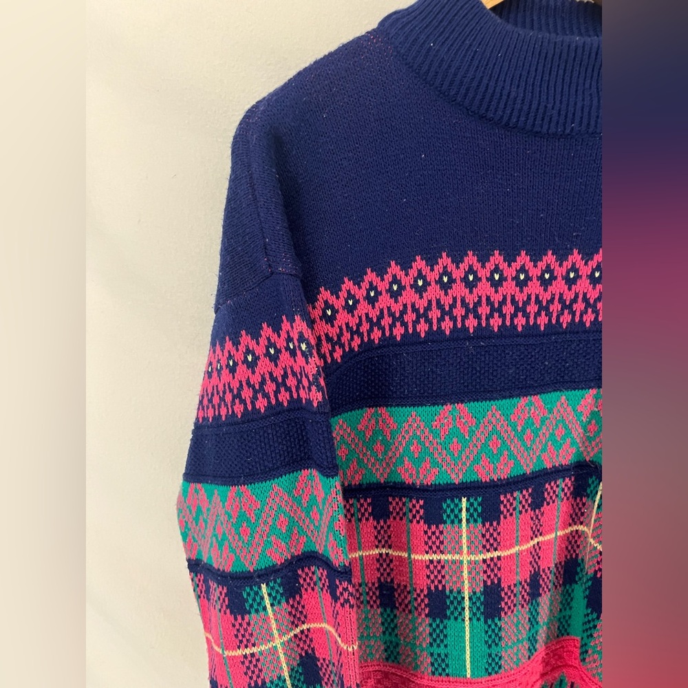 Vintage Rainbow Ridge Women’s Colorful Abstract Knit Pullover Sweater Size M - Picture 4 of 7